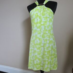 Michael Kors Lime Green and White Halter Mini Dress